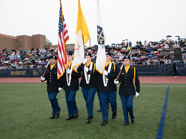 Image of the Color Guard at Commencement.